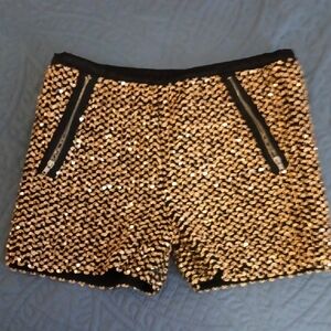 Gold Sequin Women's Stretch Shorts